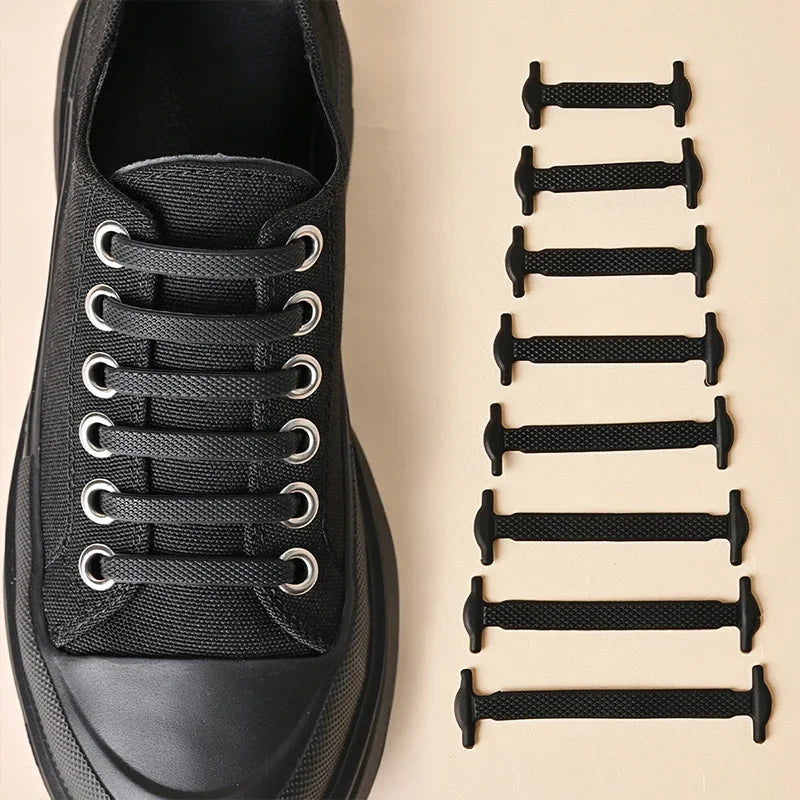 No-Tie Silicone Shoelaces — 1 White Pair + 1 Black Pair — 03-black-pair.jpg