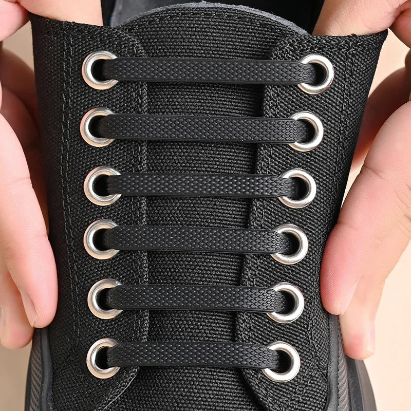 No-Tie Silicone Shoelaces — 1 White Pair + 1 Black Pair — 04-on-the-shoe.jpg