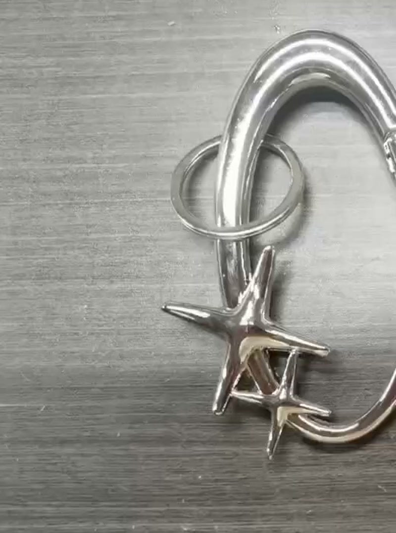 Y2K Carabiner Keychain — Star & Wave, 4 Finishes — 05-star-closeup.jpg