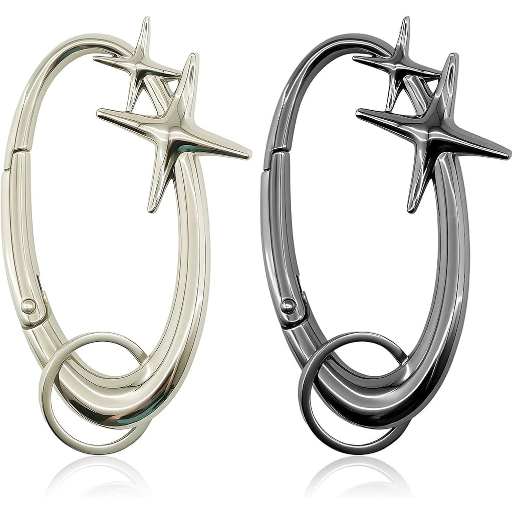 Y2K Carabiner Keychain — Star & Wave, 4 Finishes — 10-star-pair-white.jpg