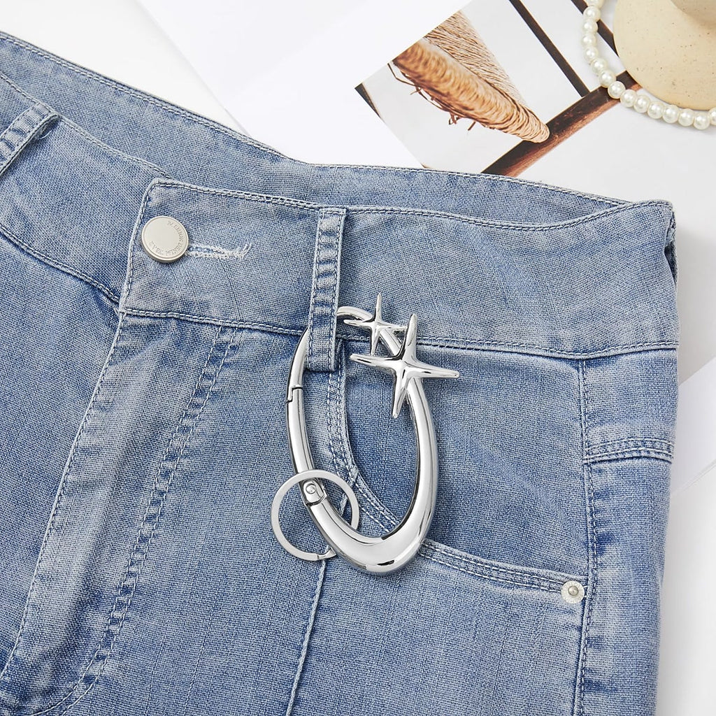 Y2K Star Carabiner Keychain — 4 Designs, Star & Wave — 14-on-jeans.jpg