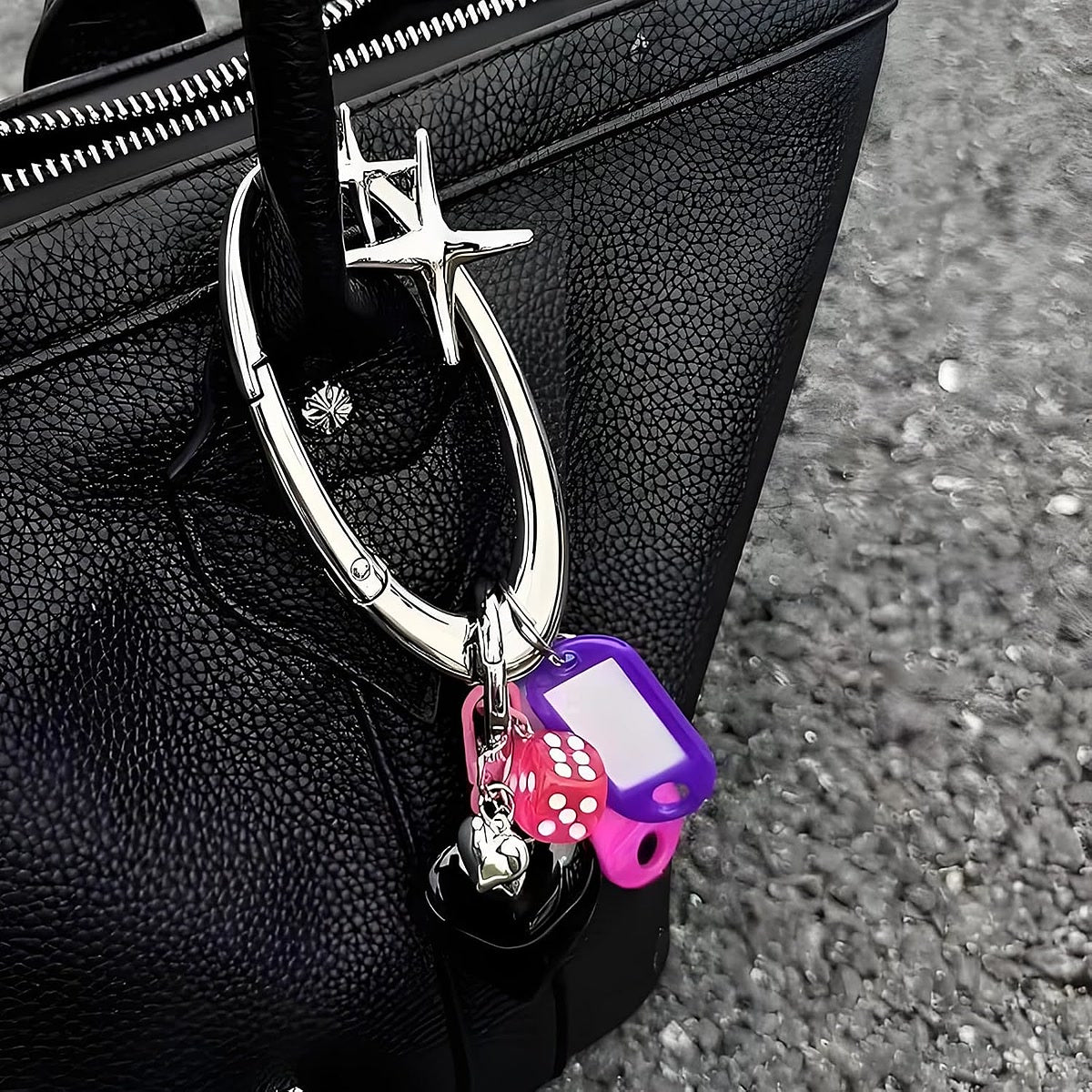 Y2K Carabiner Keychain — Star & Wave, 4 Finishes — 15-on-backpack.jpg