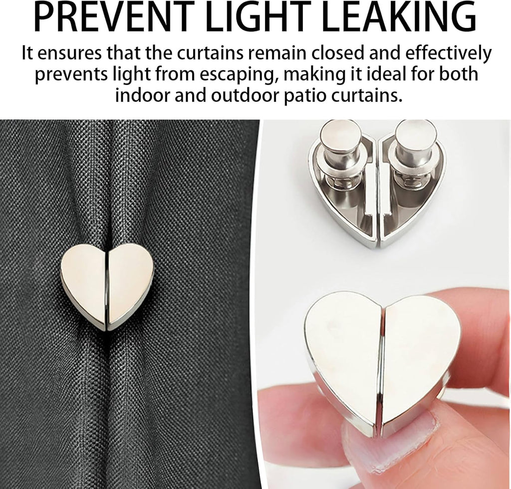 Heart Magnetic Curtain Clips — 4 Pairs (8 Pieces)