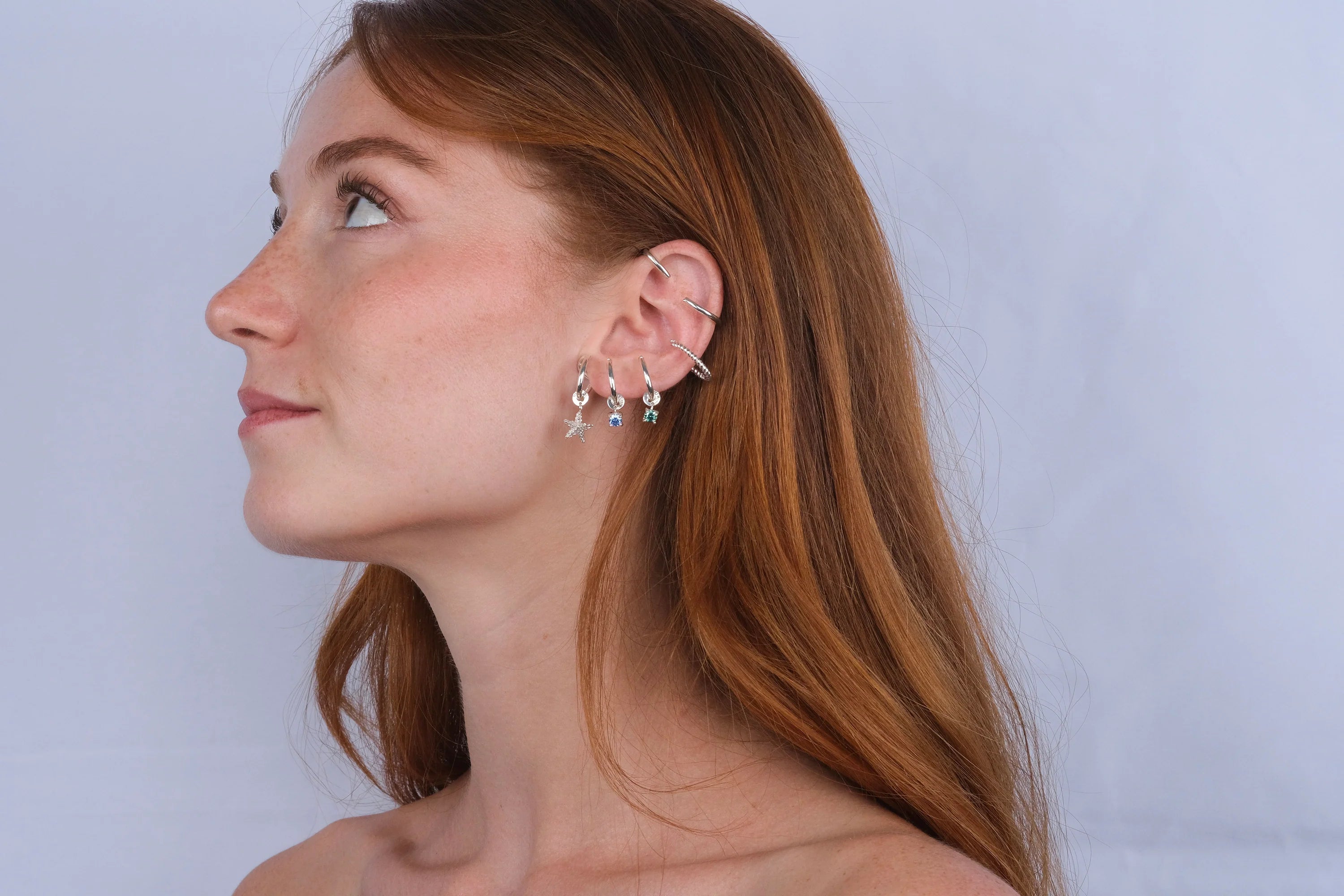 Aura Multi-Hoop Cuff Silver plated stainless steel  | RIGHT EAR ONLY