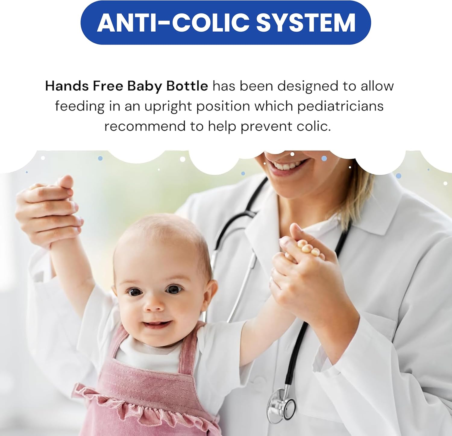 Hands-free anti-colic baby bottle