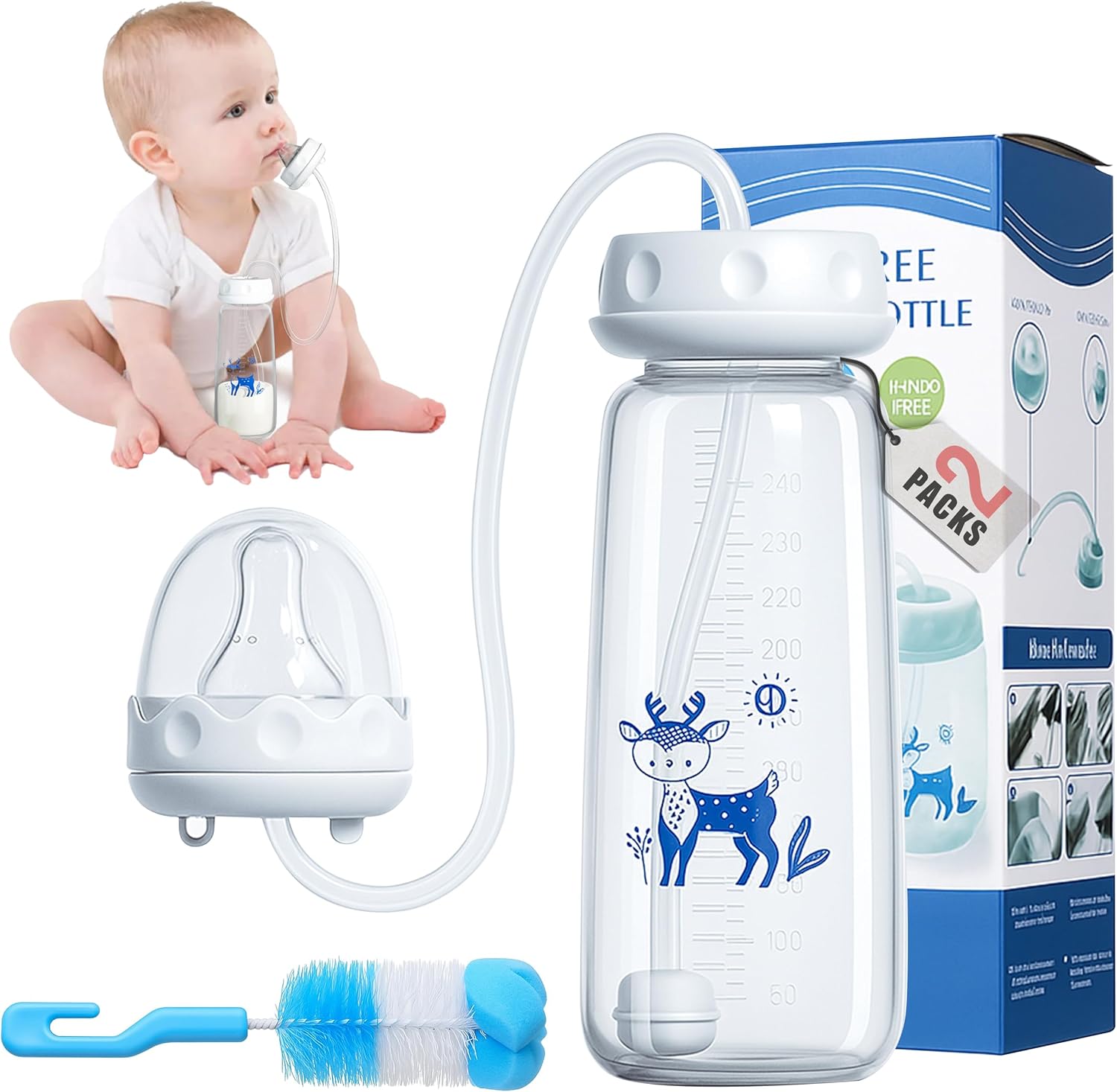 Hands-free anti-colic baby bottle