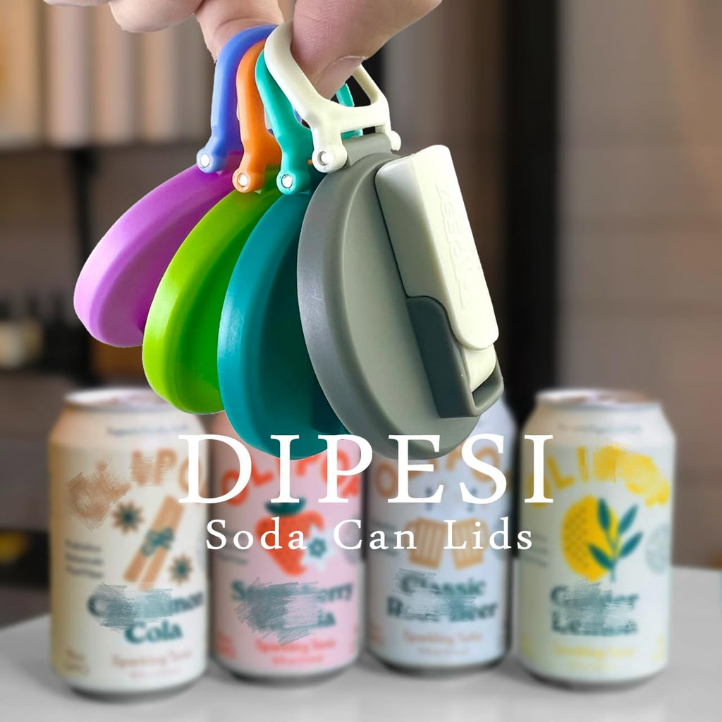 DIPESI Leak-Proof Soda Can Lids with Built-In Straw — 3 Piece Bundle