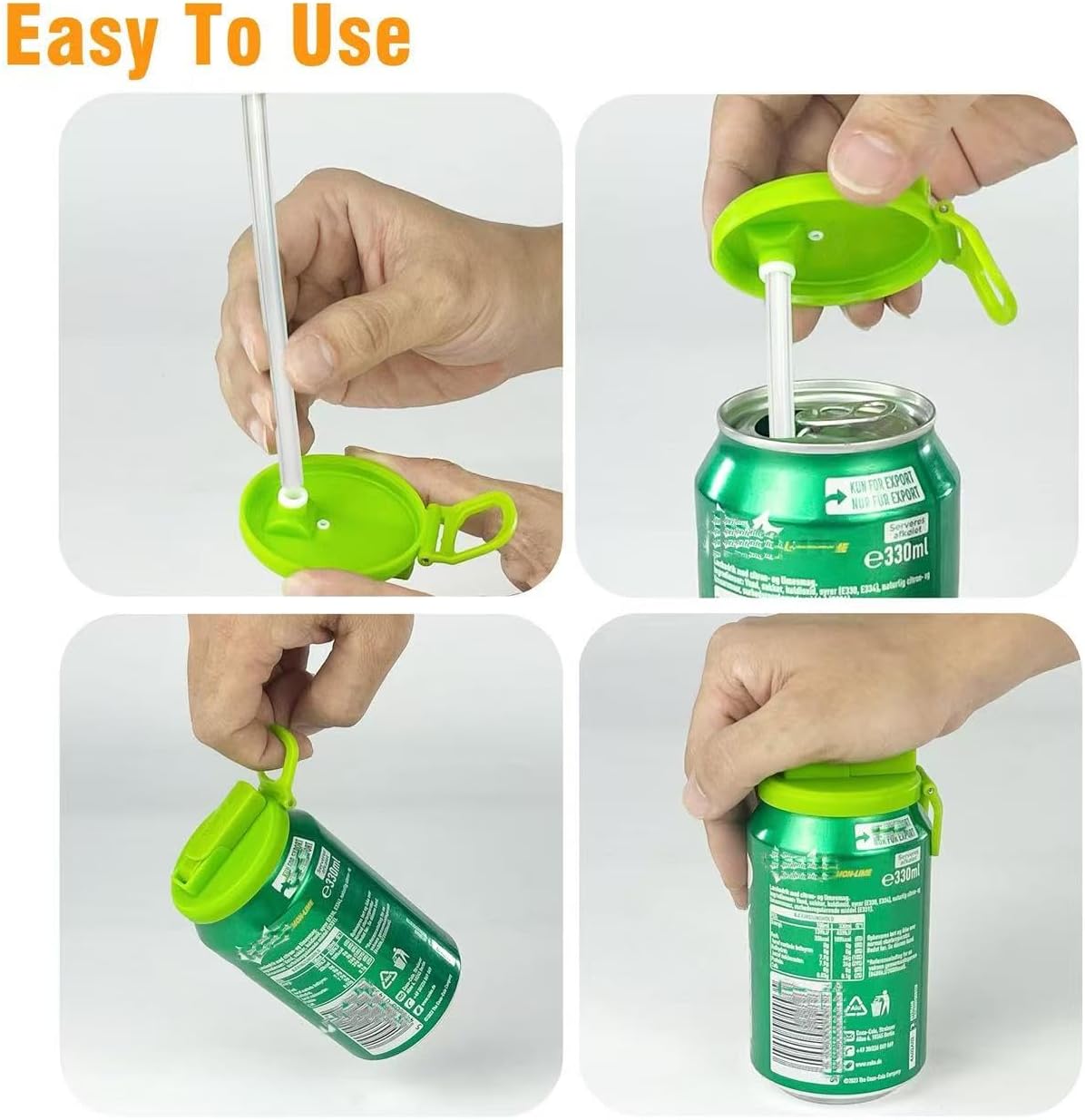 DIPESI Leak-Proof Soda Can Lids with Built-In Straw — 3 Piece Bundle