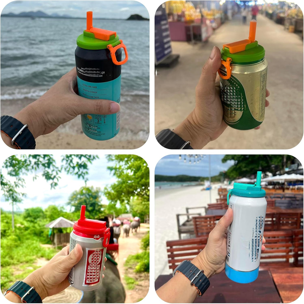 DIPESI Leak-Proof Soda Can Lids with Built-In Straw — 3 Piece Bundle