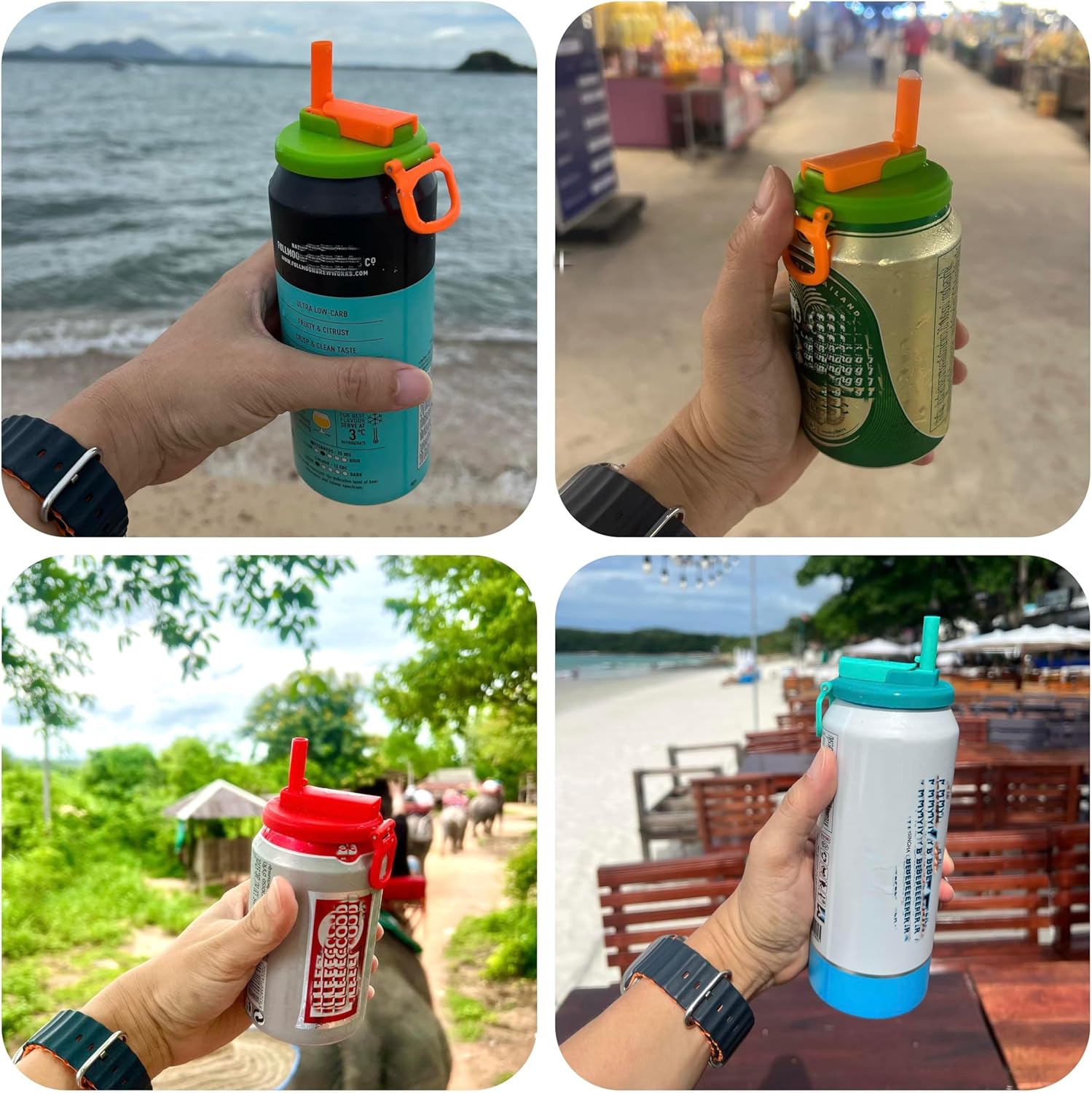 DIPESI Leak-Proof Soda Can Lids with Built-In Straw — 3 Piece Bundle