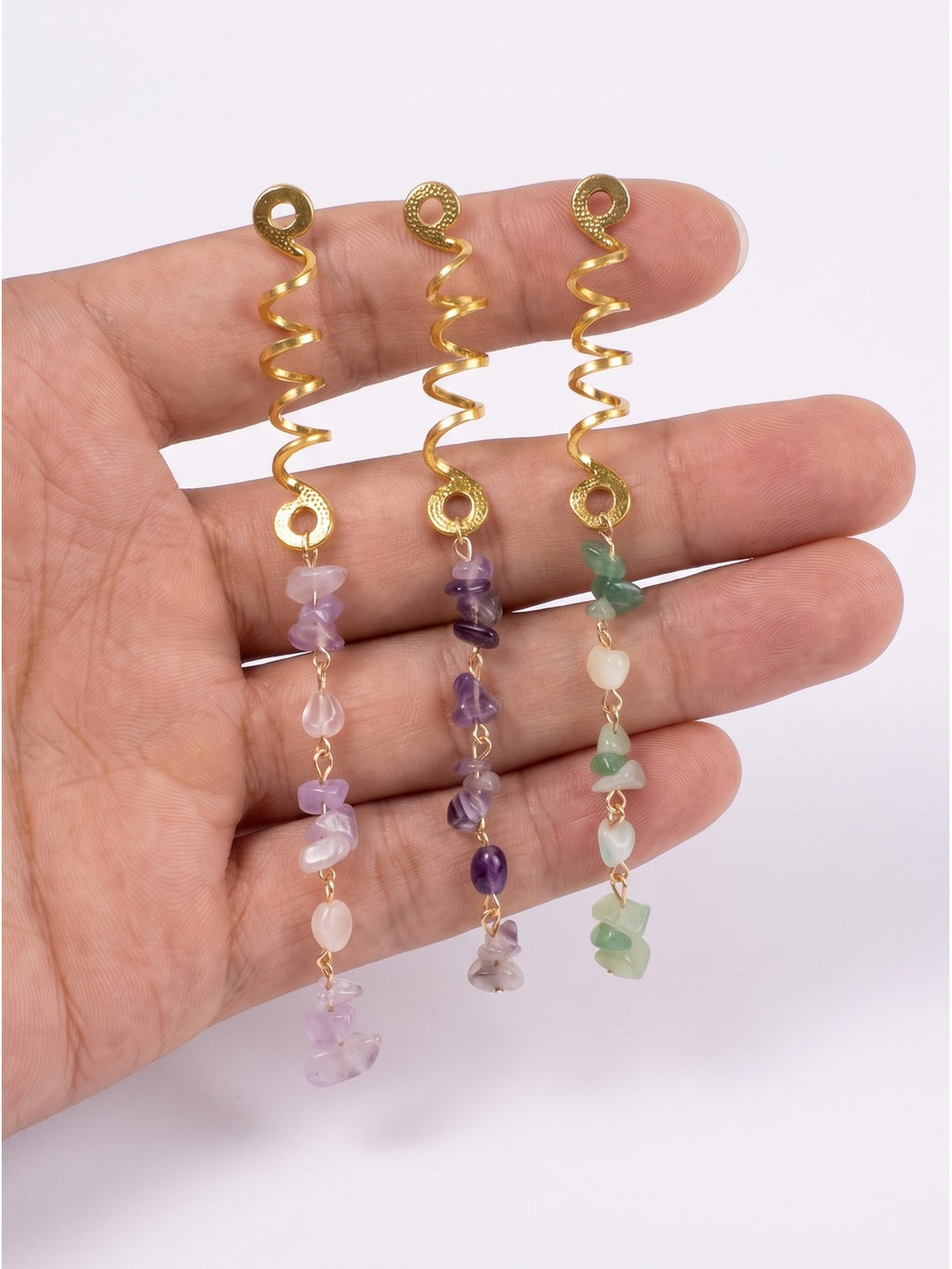 Gemstone Dreadlock Hair Cuffs