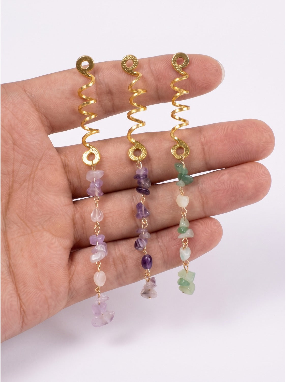 Gemstone Dreadlock Hair Cuffs