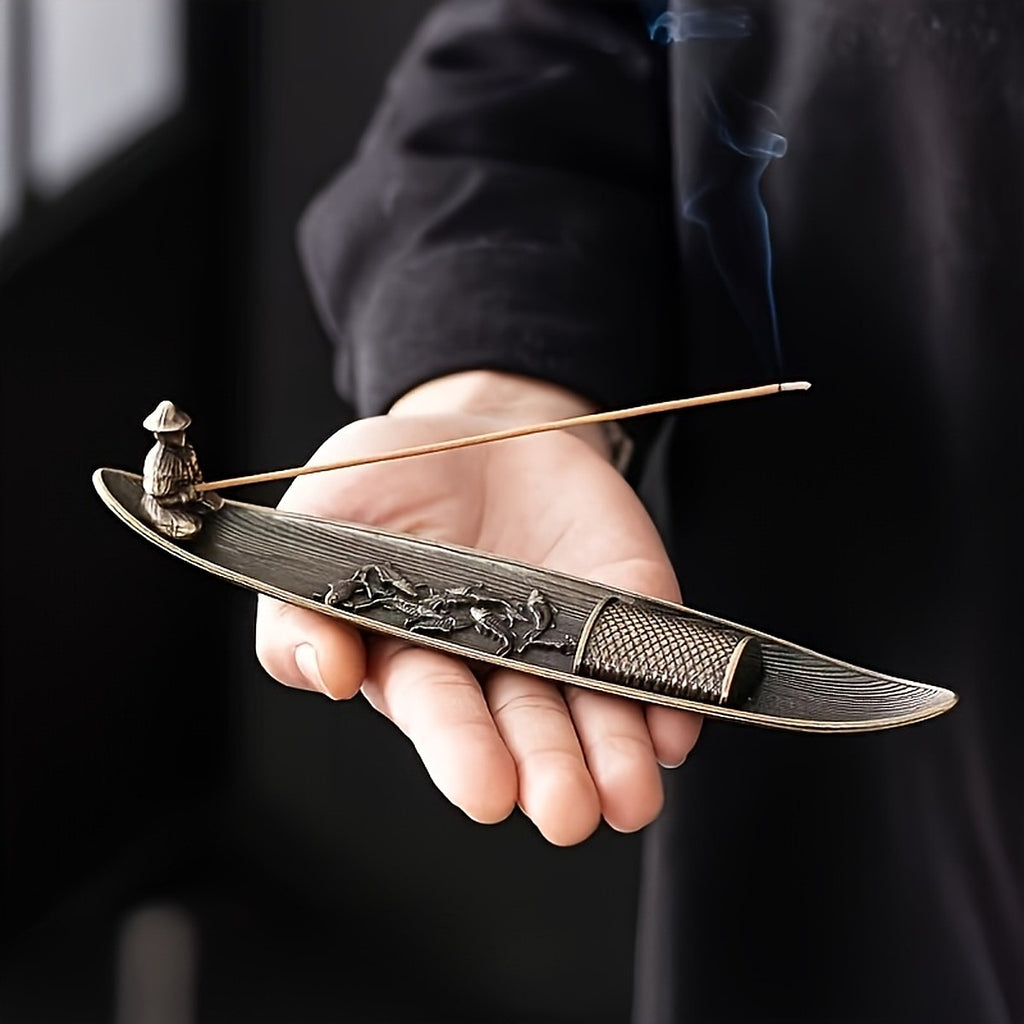 Fisherman Boat Incense Holder — Bronze Zinc Alloy — g1.jpg