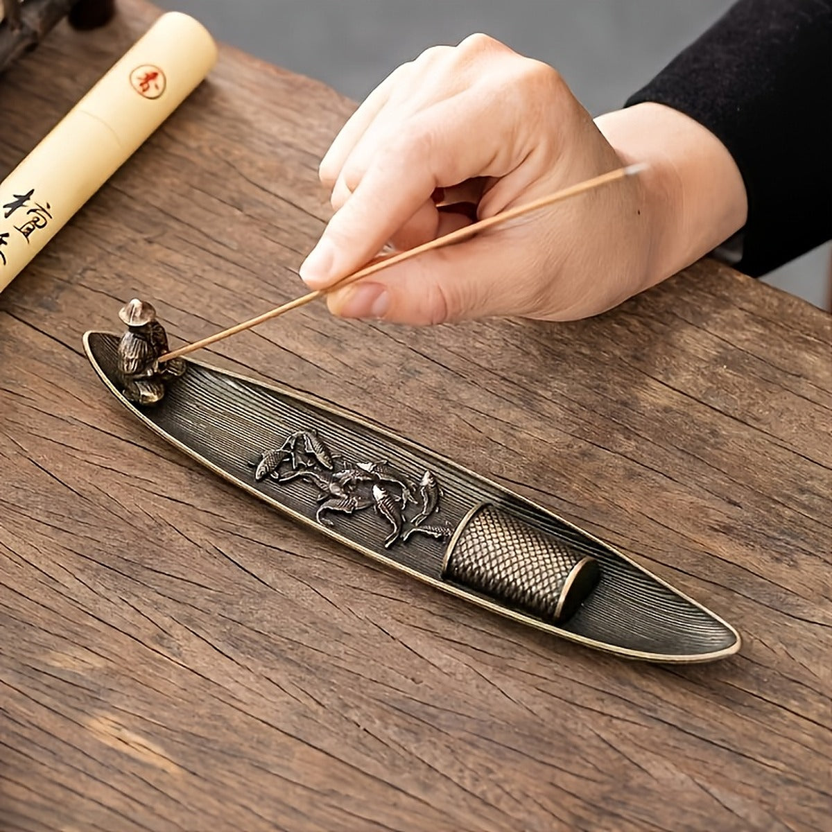Fisherman Boat Incense Holder — Bronze Zinc Alloy — g2.jpg
