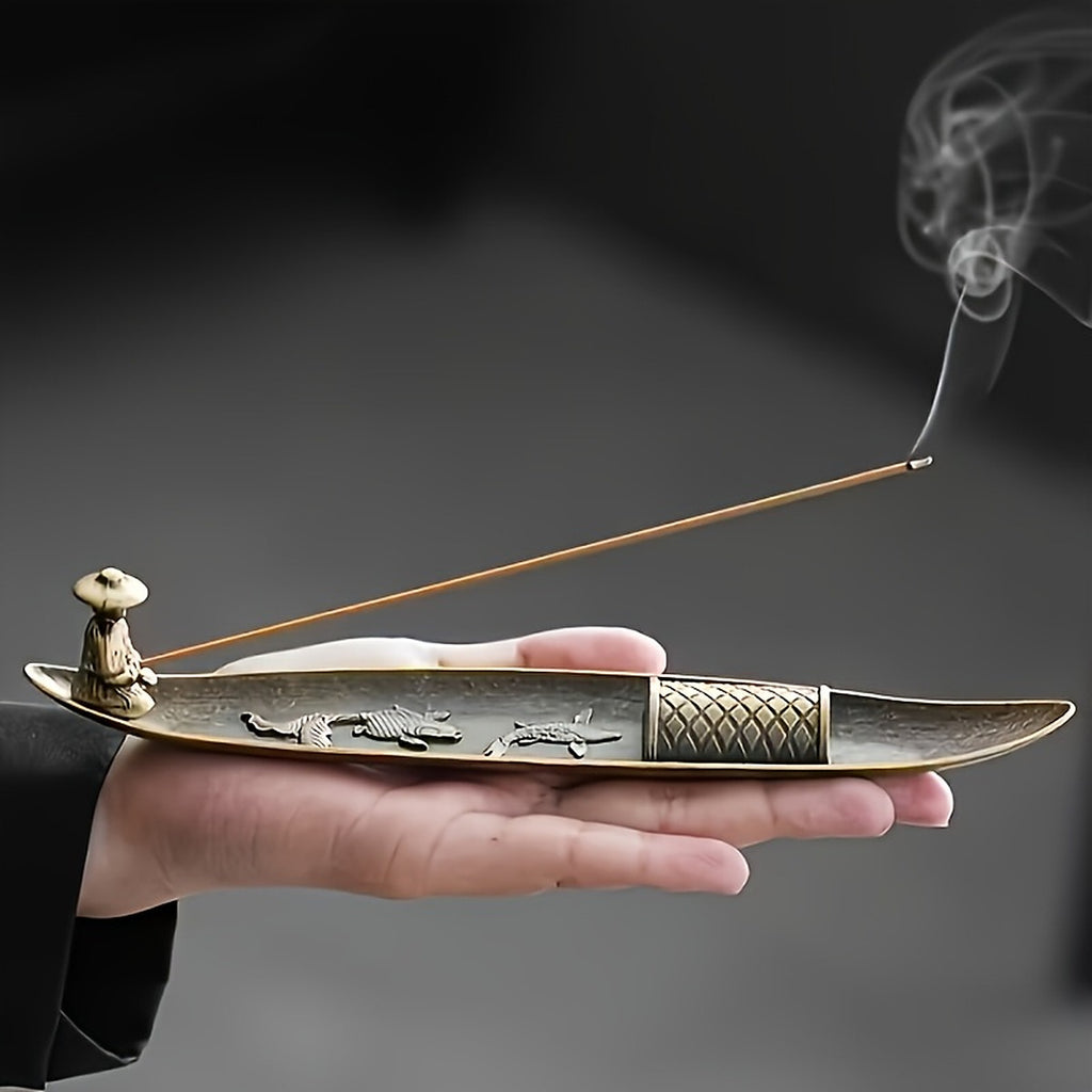 Fisherman Boat Incense Holder — Bronze Zinc Alloy — g3.jpg