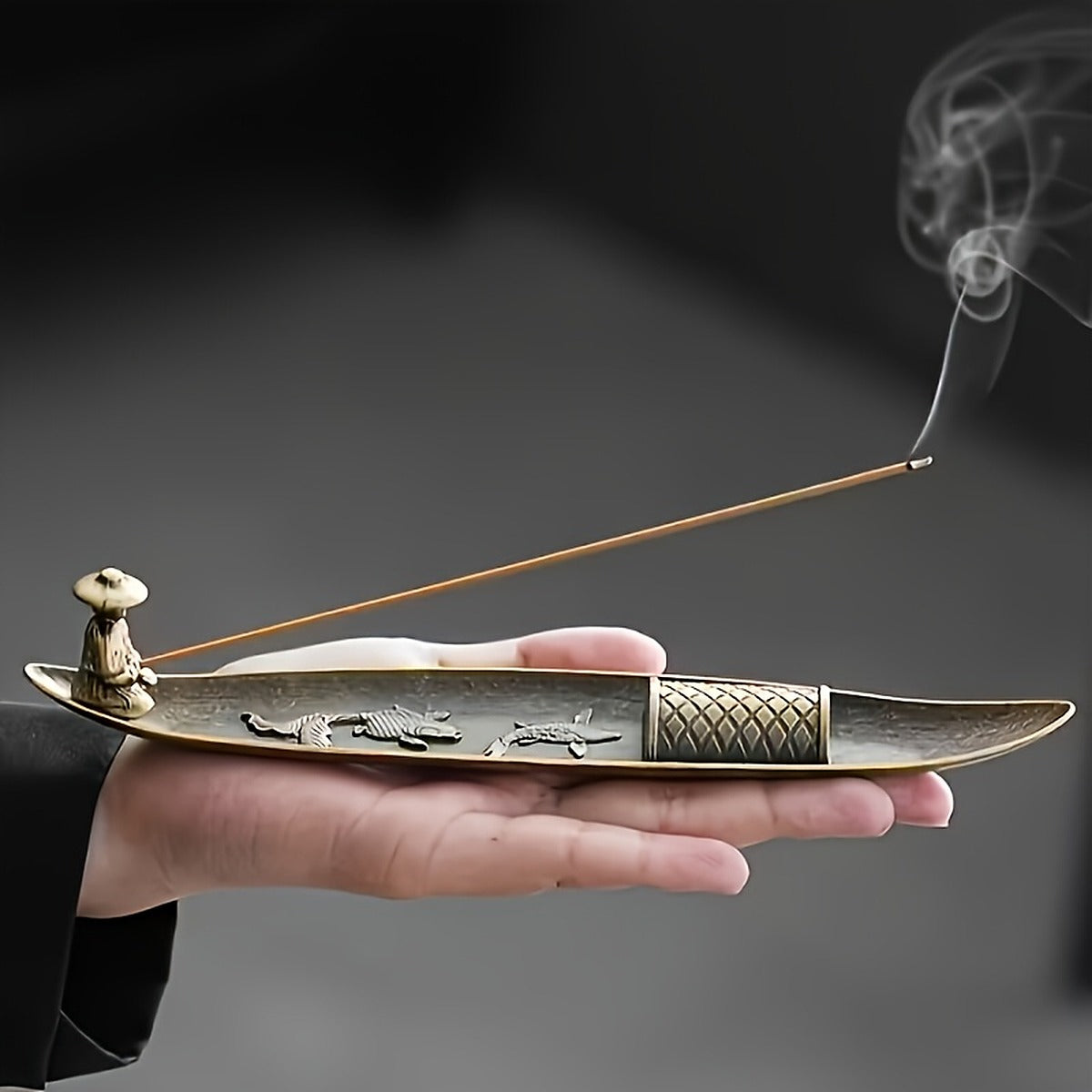 Fisherman Boat Incense Holder — Bronze Zinc Alloy — g3.jpg