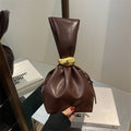 Knot Pouch Leather Bag — Gold Ring