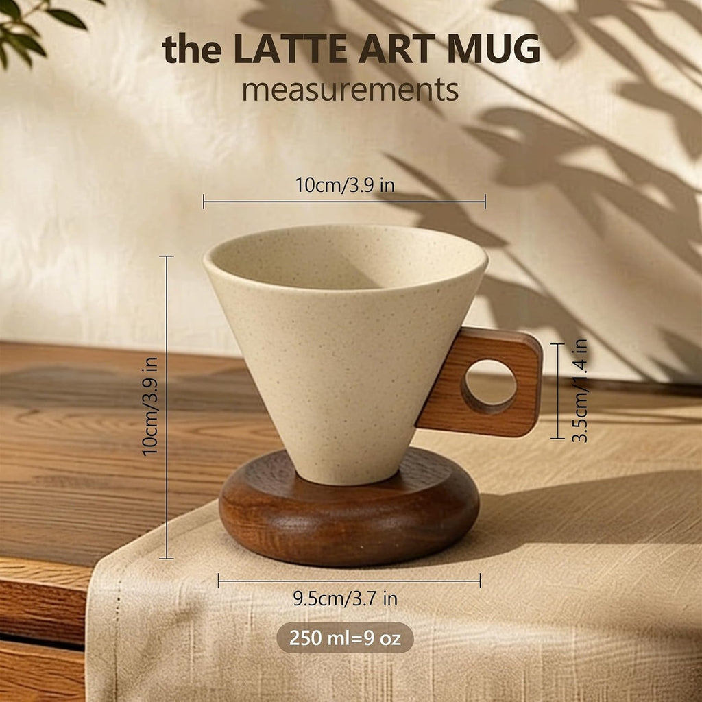 Wabi-Sabi Cone Coffee Cup Set | 2 Cups + 2 Wooden Bases