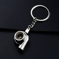 Car Parts Metal Keychain — Turbo, silver turbocharger with spinning wheel